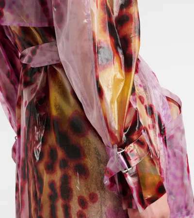 Dries Van Noten Waist Belted Long Sleeve Coat With Studs In Pink