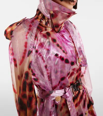 Dries Van Noten Waist Belted Long Sleeve Coat With Studs In Pink