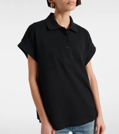 Saint Laurent Cotton Blend Polo Shirt With Logo In Black