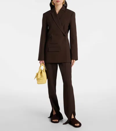 Jacquemus Mocassin Suede Slides In Brown