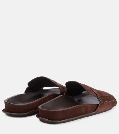 Jacquemus Mocassin Suede Slides In Brown