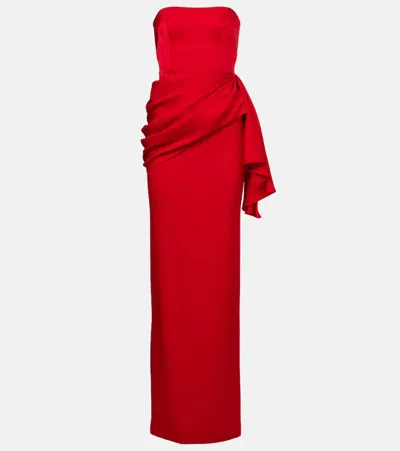 Alex Perry Strapless Draped Satin-crepe Gown In Red