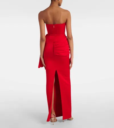 Alex Perry Strapless Draped Satin-crepe Gown In Red