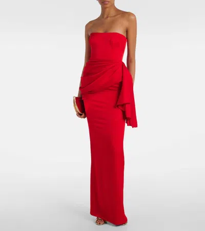 Alex Perry Strapless Draped Satin-crepe Gown In Red