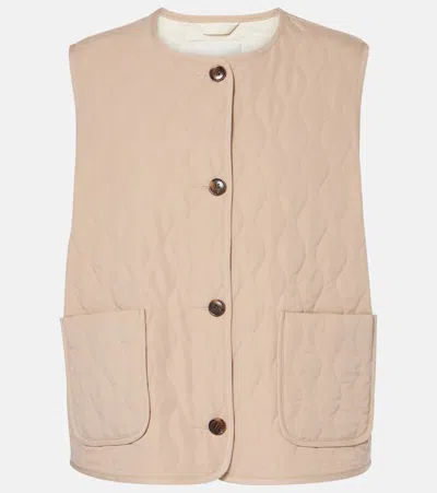 Varley Womens Karla Quilted Woven-blend Gilet Light Taupe