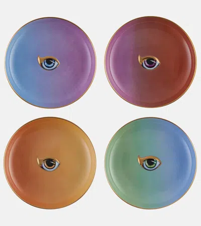 L'objet Lito Set Of 4 Plates In Blue
