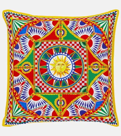 Dolce & Gabbana Casa Medium Printed Canvas Cushion In Multicoloured