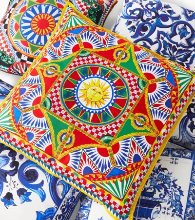 Dolce & Gabbana Casa Medium Printed Canvas Cushion In Multicoloured
