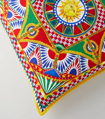 Dolce & Gabbana Casa Medium Printed Canvas Cushion In Multicoloured