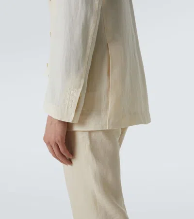 Rubinacci Double-breasted Linen Blazer In White