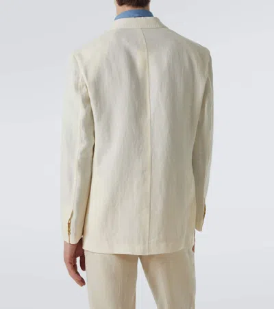 Rubinacci Double-breasted Linen Blazer In White