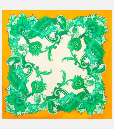 Etro Vibrant Floral Silk Scarf Square Lightweight In Multicolour