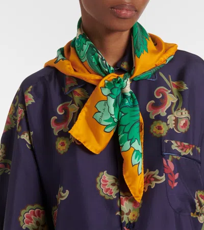 Etro Vibrant Floral Silk Scarf Square Lightweight In Multicolour