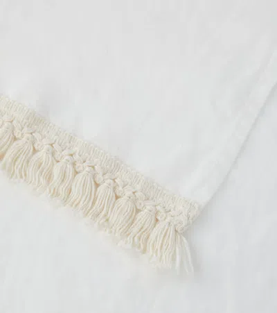 Once Milano Fringed Linen Bath Sheet In White
