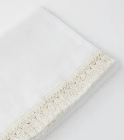 Once Milano Fringed Linen Bath Sheet In White