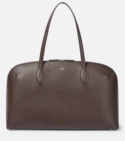 Totême Curved Leather Shopper Featuring Protective Base In Brown