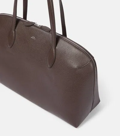 Totême Curved Leather Shopper Featuring Protective Base In Brown