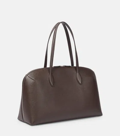 Totême Curved Leather Shopper Featuring Protective Base In Brown