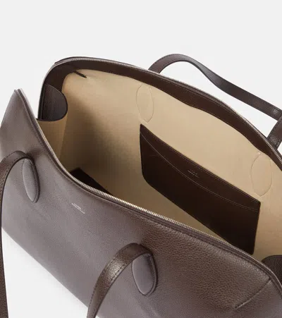 Totême Curved Leather Shopper Featuring Protective Base In Brown