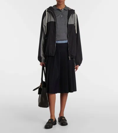 Miu Miu Recycled Nylon Windbreaker Jacket In Blau