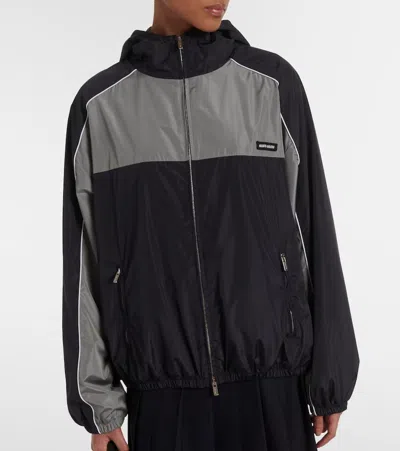 Miu Miu Recycled Nylon Windbreaker Jacket In Blau