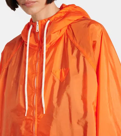 Prada Orange Raincoat In Lightweight Re-nylon