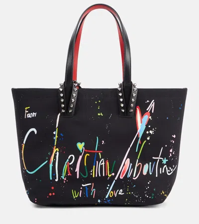 Christian Louboutin Cabata Large Leather-trimmed Canvas Tote Bag In Black