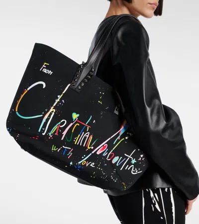 Christian Louboutin Cabata Large Leather-trimmed Canvas Tote Bag In Black