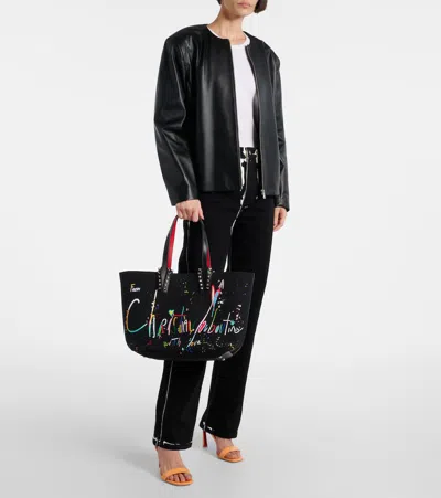 Christian Louboutin Cabata Large Leather-trimmed Canvas Tote Bag In Black