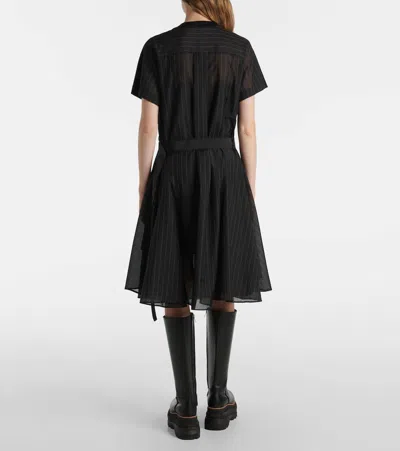 Sacai Womens Black Grey Glen Check-panelled Cotton-jersey Midi Dress In Black