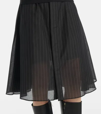 Sacai Womens Black Grey Glen Check-panelled Cotton-jersey Midi Dress In Black