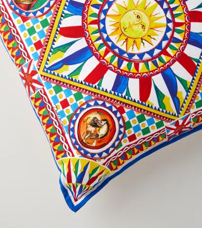 Dolce & Gabbana Casa Small Printed Canvas Cushion In Multicoloured