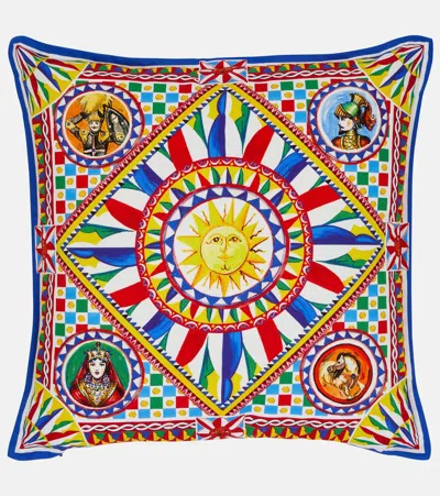 Dolce & Gabbana Casa Small Printed Canvas Cushion In Multicoloured
