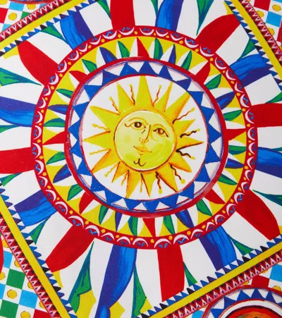 Dolce & Gabbana Casa Small Printed Canvas Cushion In Multicoloured