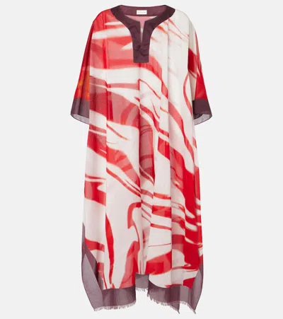 Dries Van Noten Printed Cotton Kaftan In Red