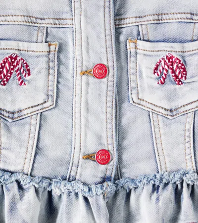 Monnalisa Cropped Denim Jacket In Blue