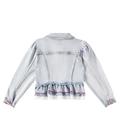 Monnalisa Cropped Denim Jacket In Blue