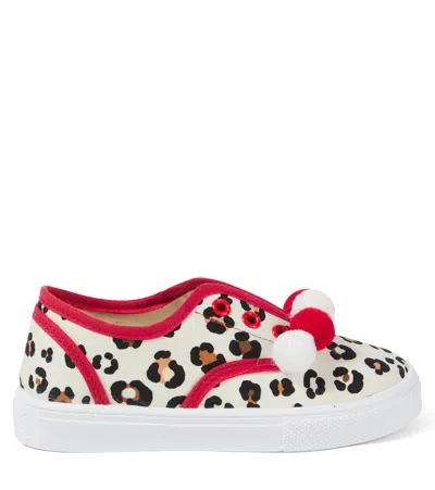 Monnalisa Leopard-print Sneakers In White