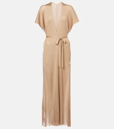 Max Mara Zarelia Fringed Lamé Kaftan In Brown