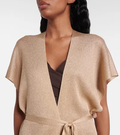 Max Mara Zarelia Fringed Lamé Kaftan In Brown
