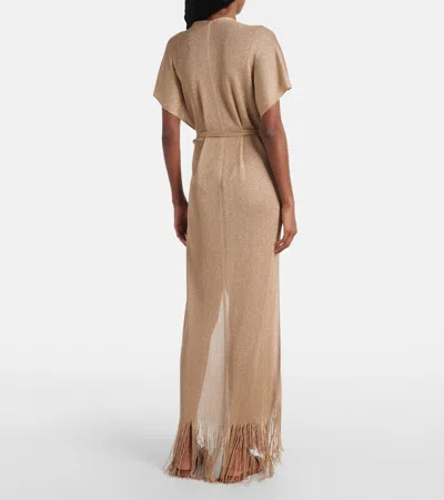 Max Mara Zarelia Fringed Lamé Kaftan In Brown