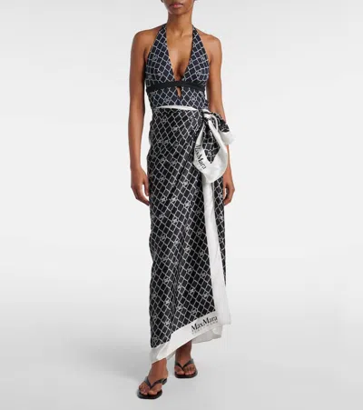 Max Mara Ottico Silk Beach Cover-up In Black
