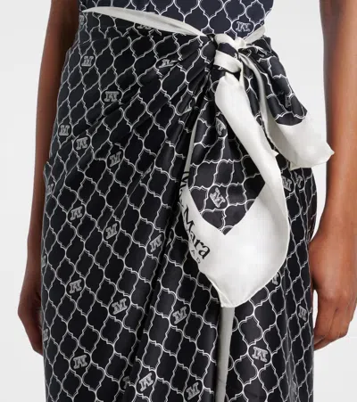 Max Mara Ottico Silk Beach Cover-up In Black