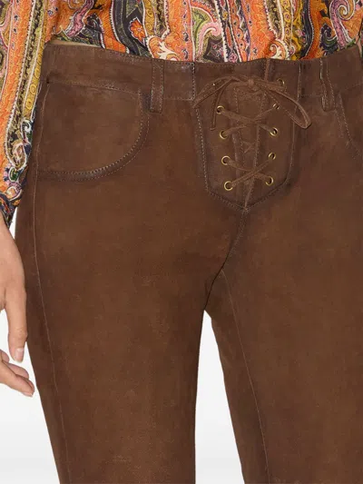 Isabel Marant Vanel Lace-up Suede Straight-leg Pants In Multicolor
