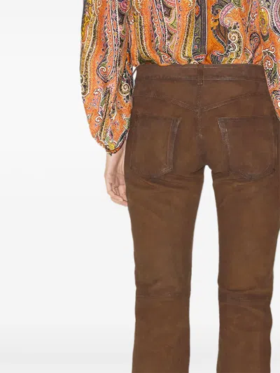 Isabel Marant Vanel Lace-up Suede Straight-leg Pants In Multicolor