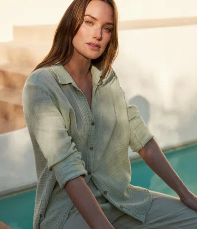 Michael Stars Leo Gauze Button Down Shirt In Pitaya