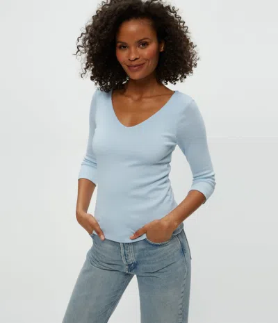 Michael Stars Angelina Shine V-neck Tee In Fountain