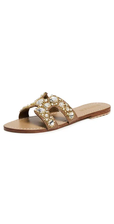 Mystique Embellished Slides Camel/clear In Camel/clear