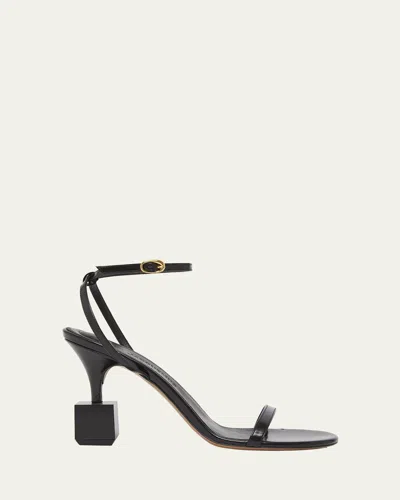 Jacquemus Bisou 90 Geometric Heel Sandals In Black