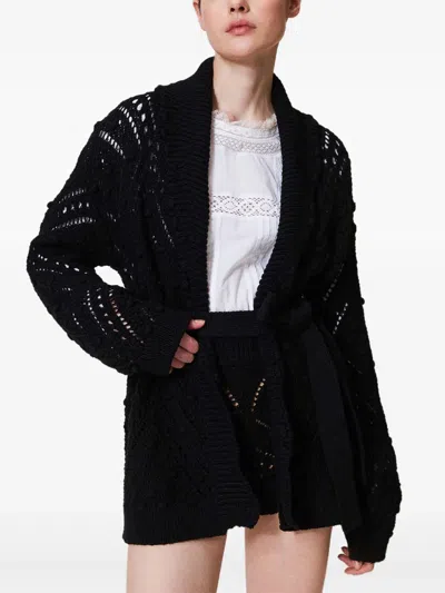 Twinset Twimset Belted Knitted Cardigan In 黑色